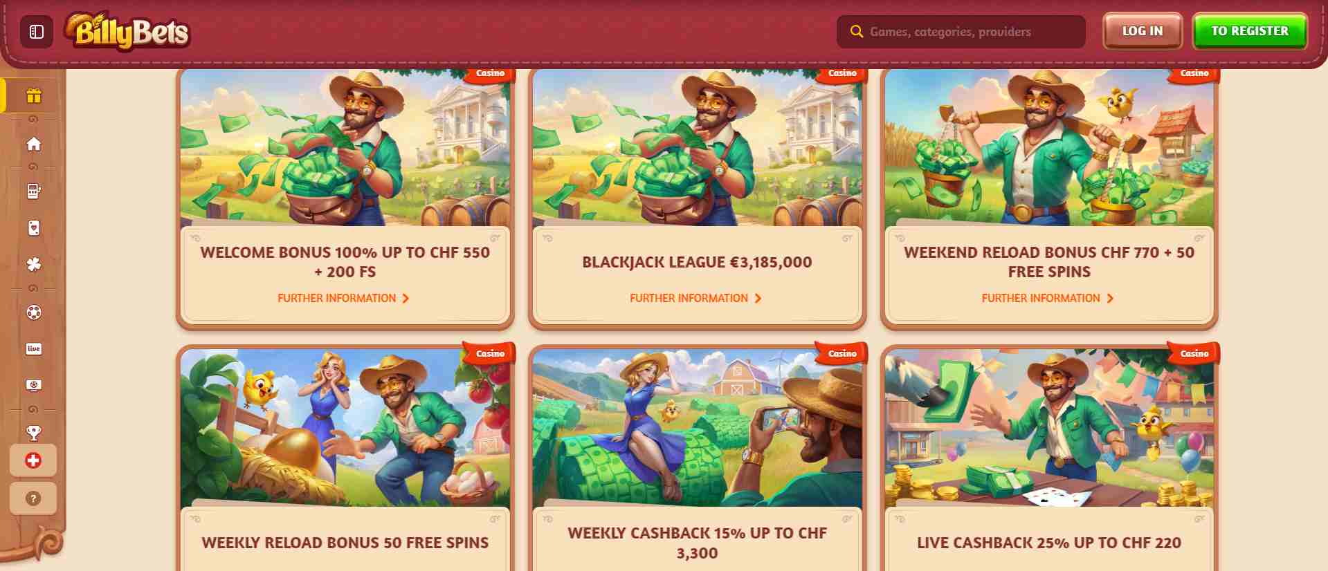 Billybets Casino bonuses CH