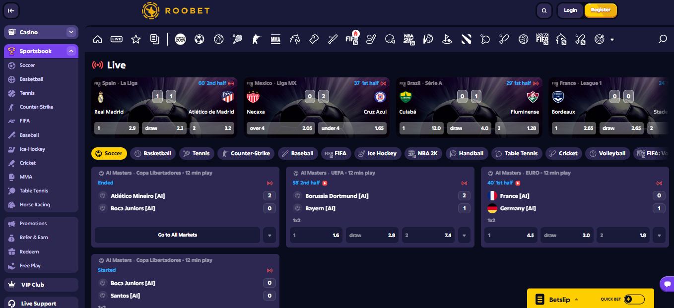 Roobets Live Betting, allbets.tv