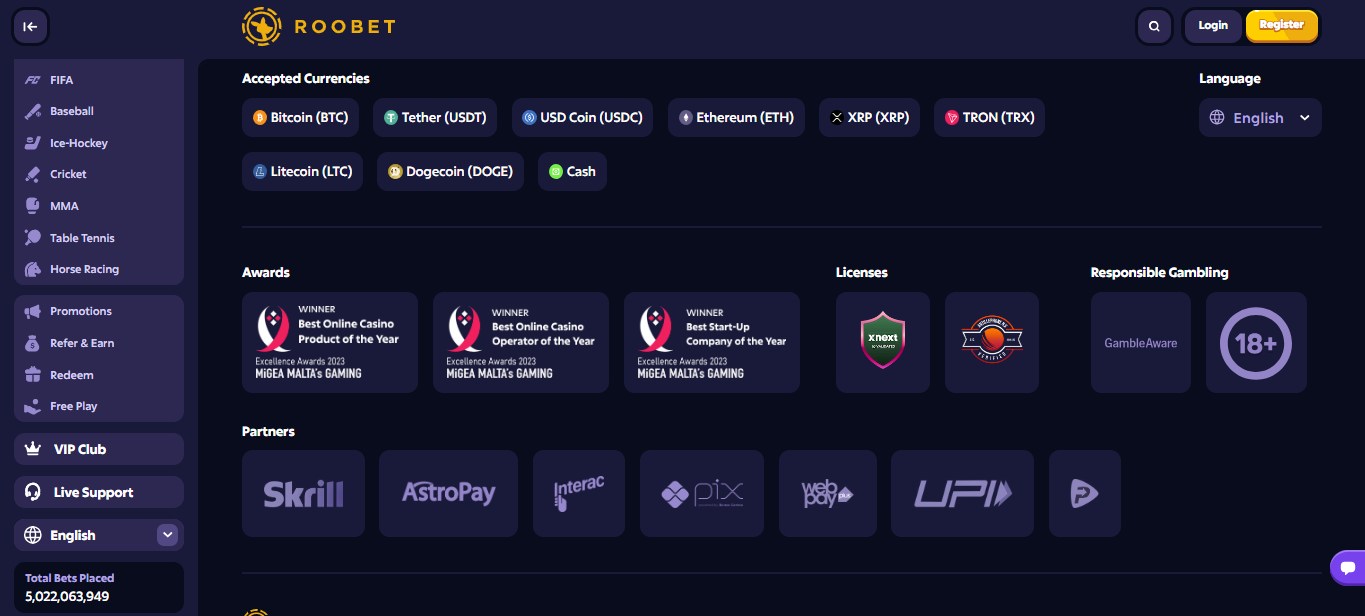 Roobets accepted Currencies, allbets.tv