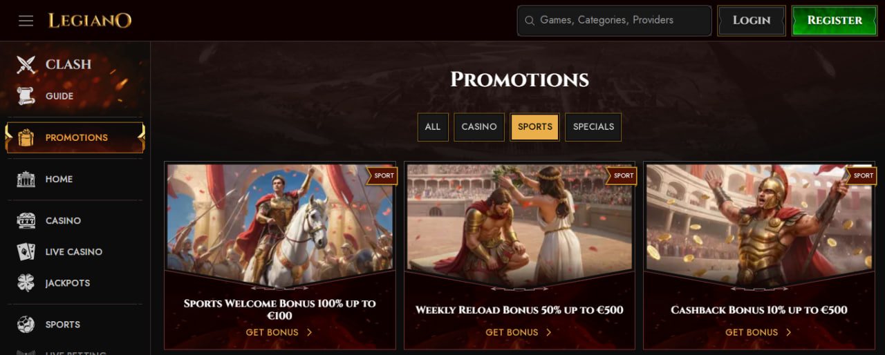 Legiano Bonuses and Promotions