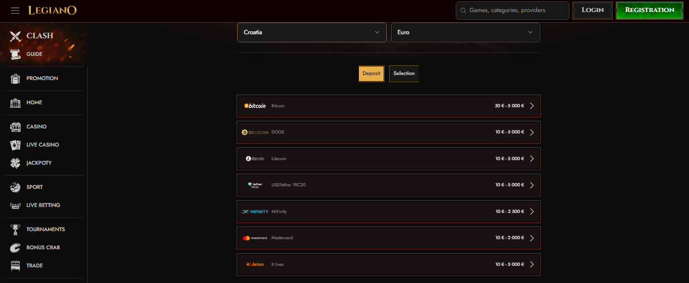 Legiano bookmaker Payment Methods Croatia, allbets.tv