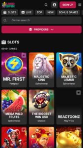 Software and Range of Games at Lordspin