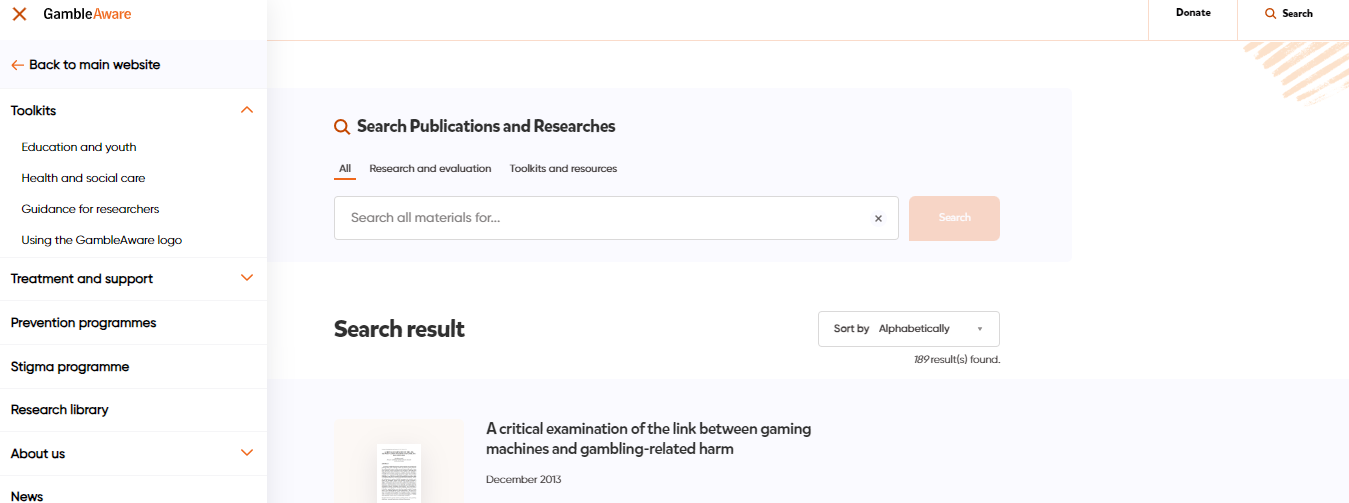 GambleAware publications and researches, allbets.tv