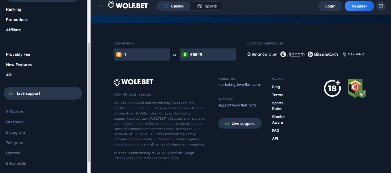 Wolfbet Customers Support, albets.tv