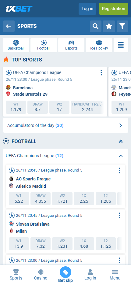 1xBet Sports Betting(Mobile screen), allbets.tv