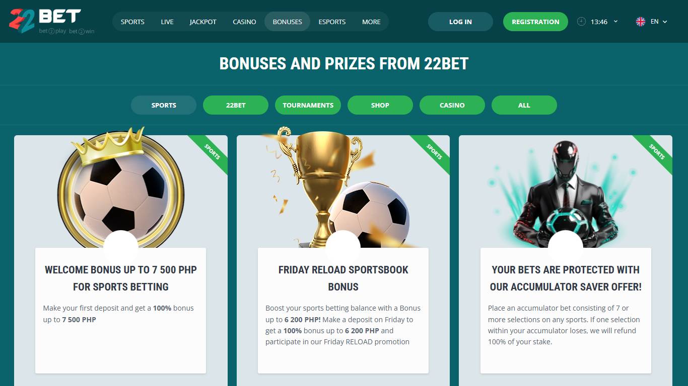 22Bet Sports Betting Bonuses Philippines, allbets.tv