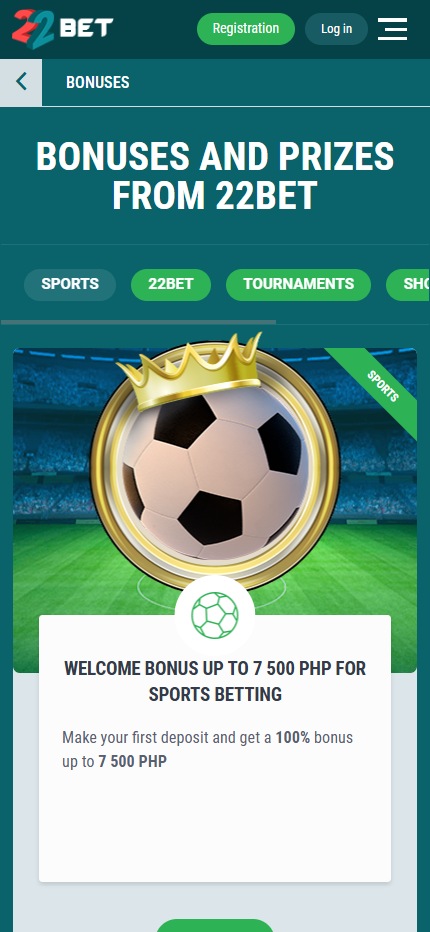 22Bet Sports Betting Bonuses Philippines(Mobile screan), allbets.tv