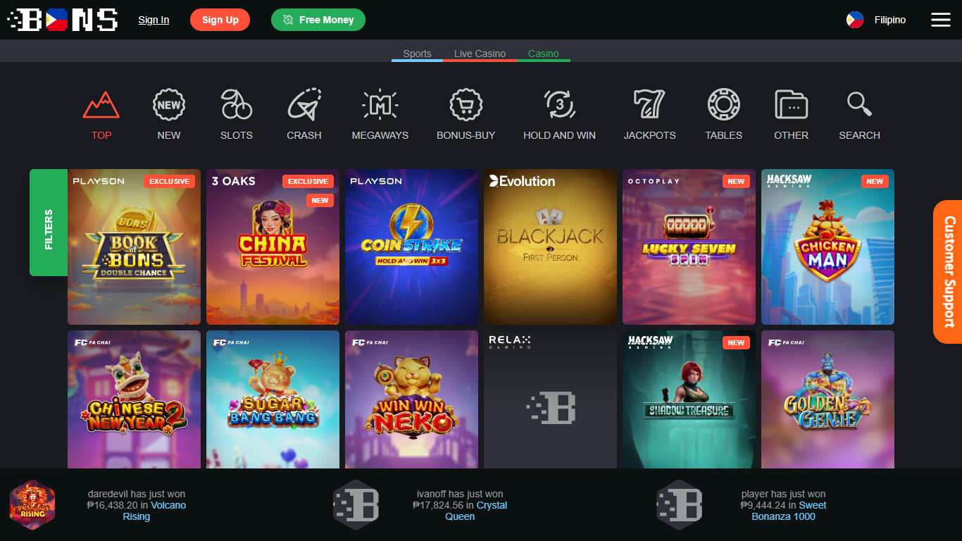 Bons Top Сasino Games Philippines, allbets.tv