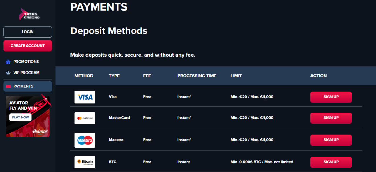 Deposits & Withdrawals