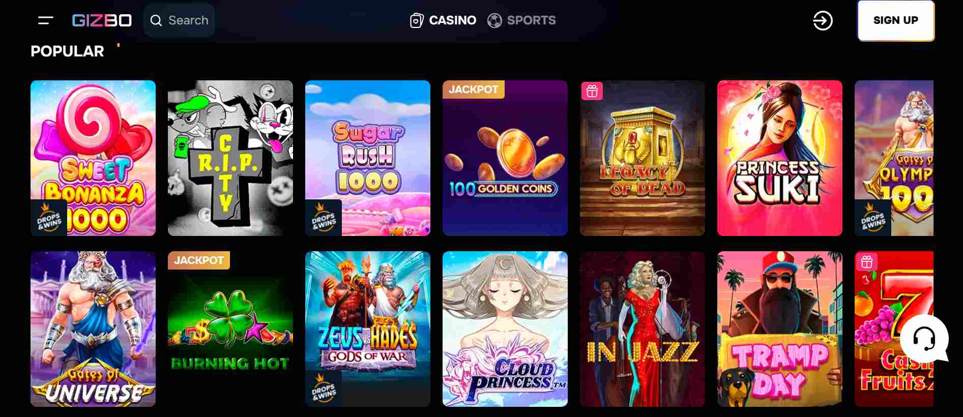 Gizbo Casino Games