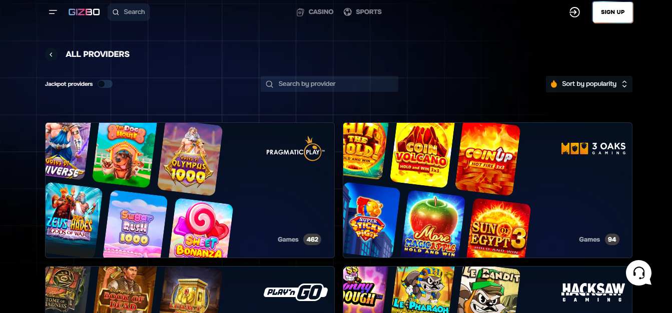 Gizbo Casino Providers, allbets.tv