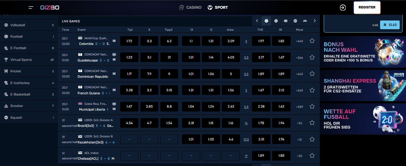 GizboBookmaker Live Sport Betting Germany, allbets.tv