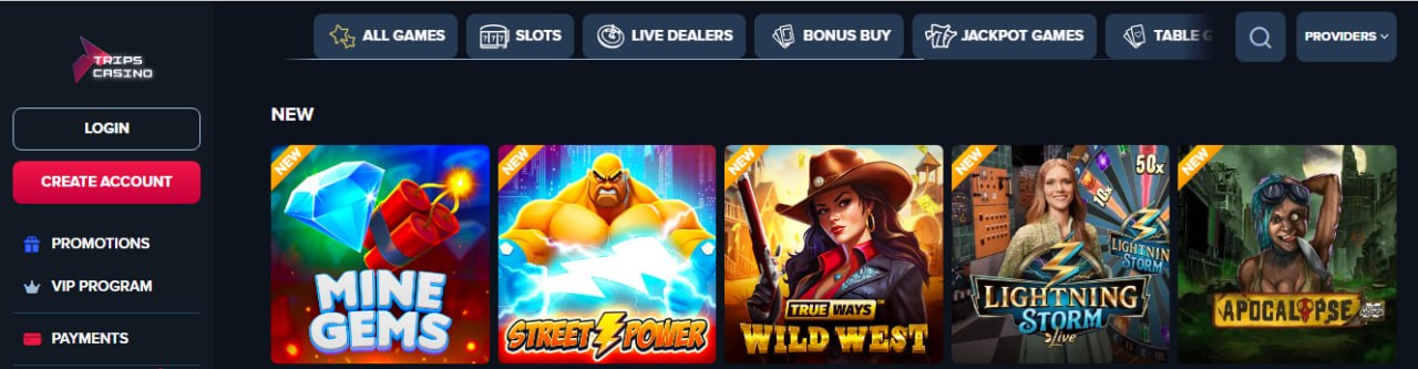 Software and Range of Games Available at Trips Casino