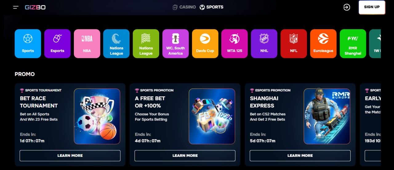 Sports betting at Gizbo