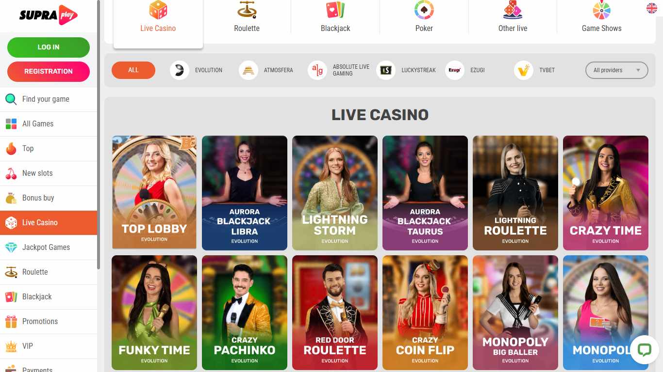 SupraPlay Live Casino, allbets.tv