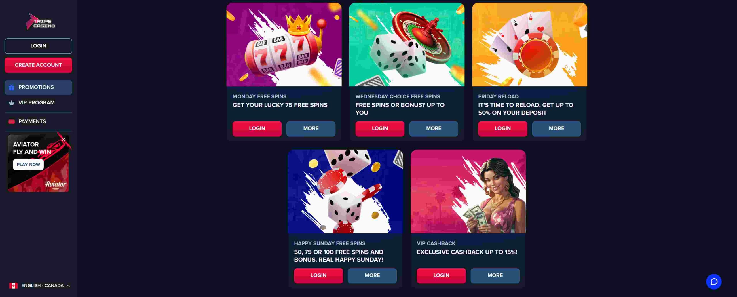 Trips Casino Canada Bonuses and promotions. allbets.tv