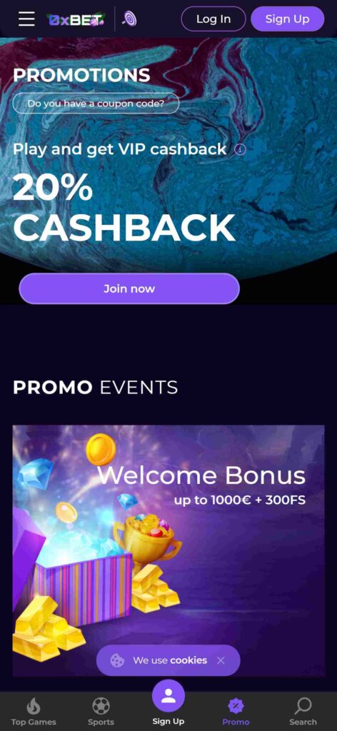 0xBet Bookmaker Sport Betting Bonuses (phone screen), allbets.tv