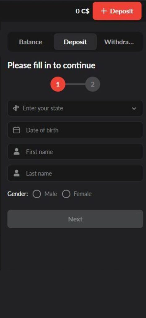 1Go Registration-personal details (mobile), allbets.tv