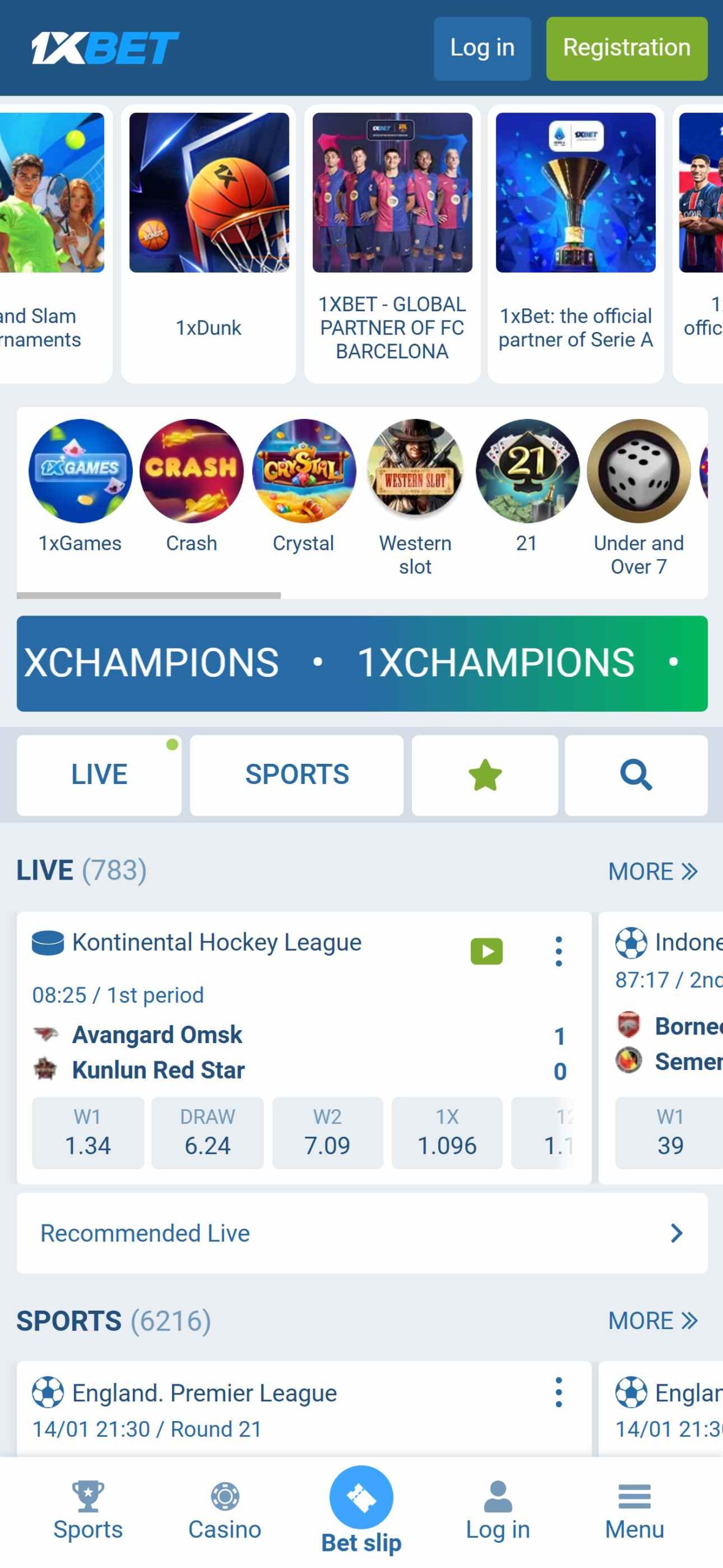 1xBet Bookmaker Main Page (mobile), allbets.tv