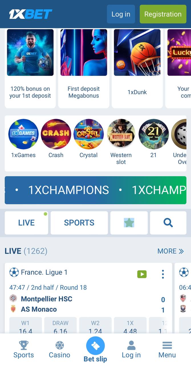 1xBet Bookmaker Mobile