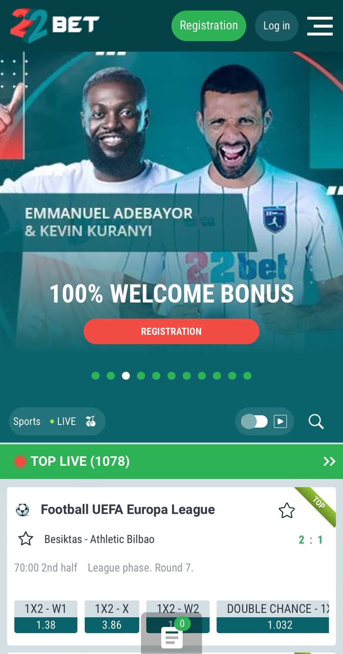 22bet Bookmakers Mobile