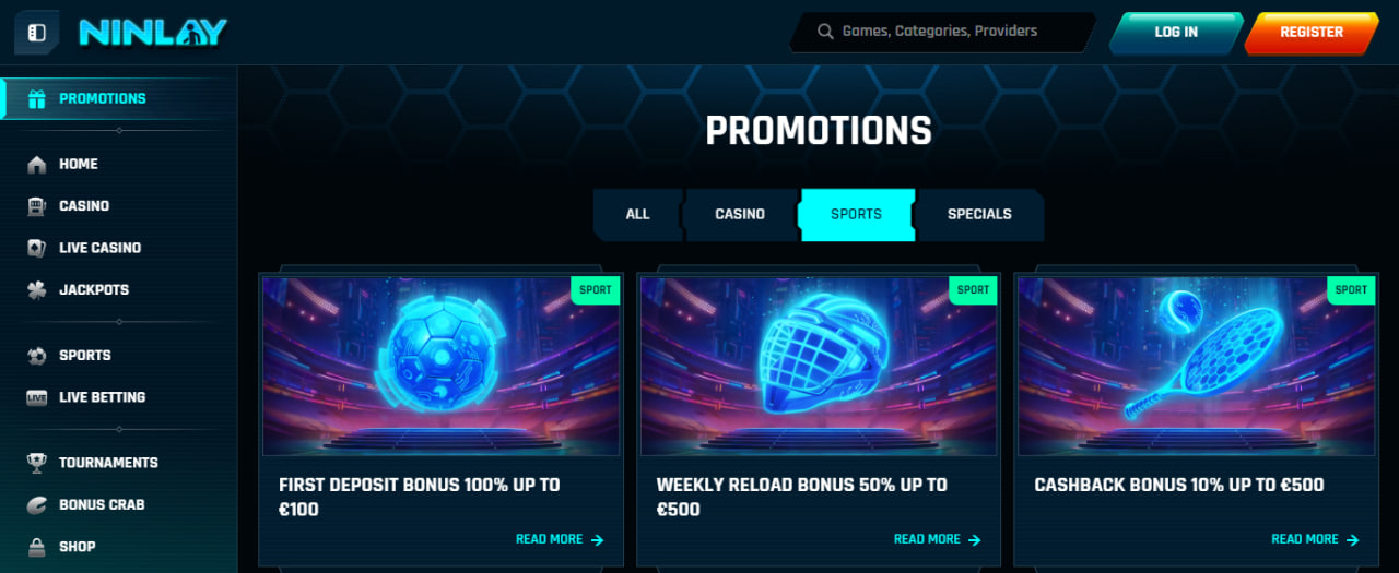 Bonuses and Promotions on Ninlay Bookmaker