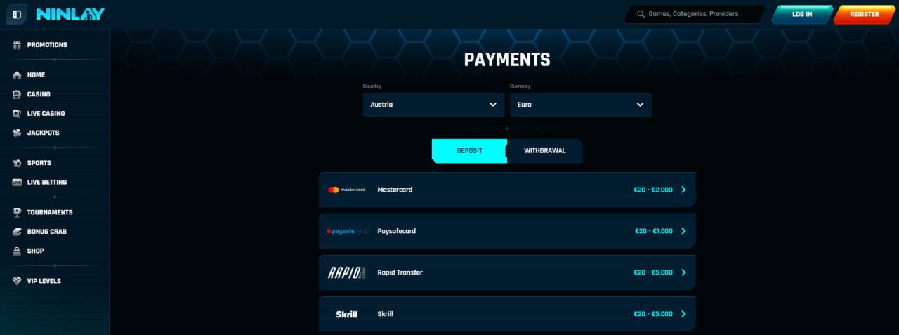 Deposits & Withdrawals Ninlay