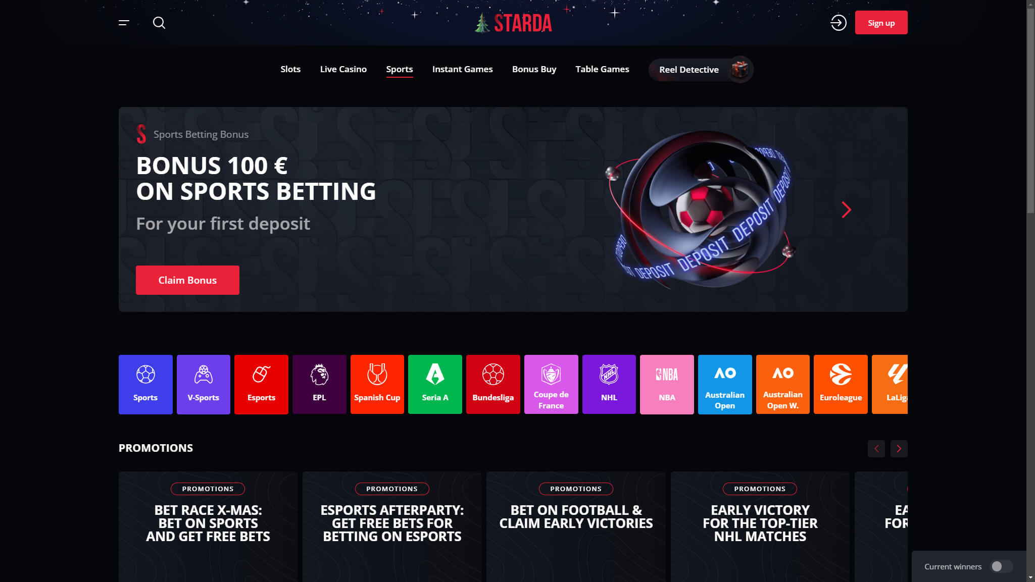 Starda Bookmaker Main Page, allbets.tv