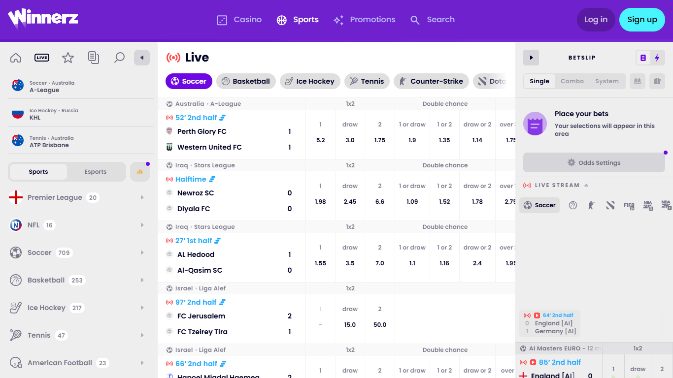 Winnerz Bookmaker Live Sport Betting, allbets.tv