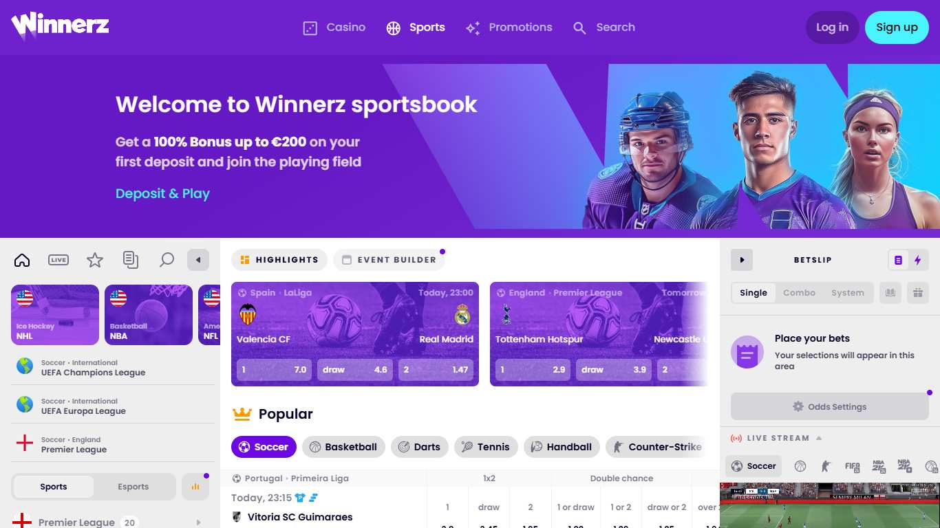 Winnerz Bookmaker Main Page, allbets.tv