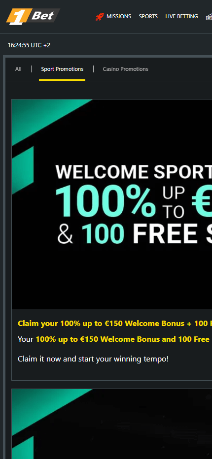 1bet bonus mobile