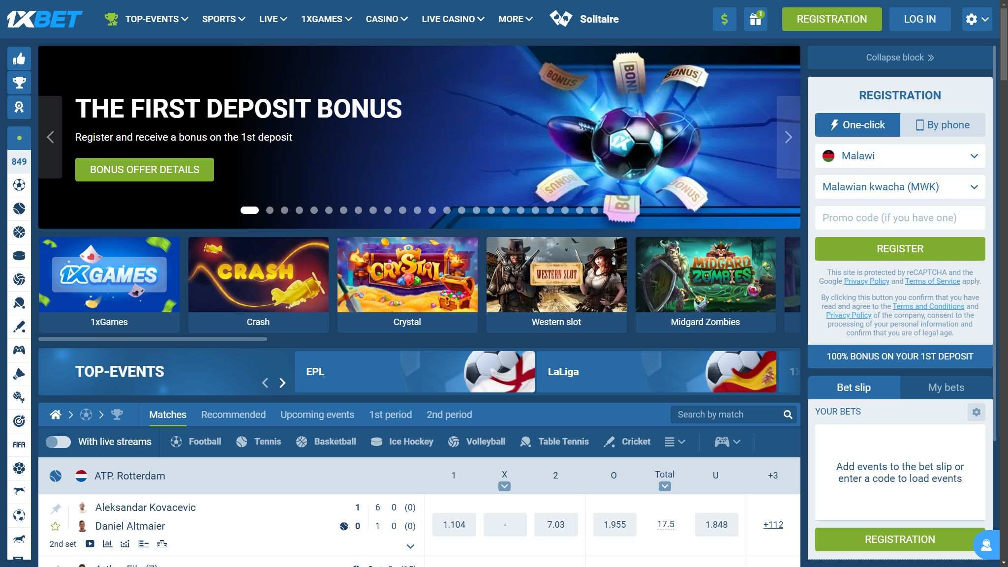 1xBet Bookmaker Main Page Registration Malawi, allbets.tv