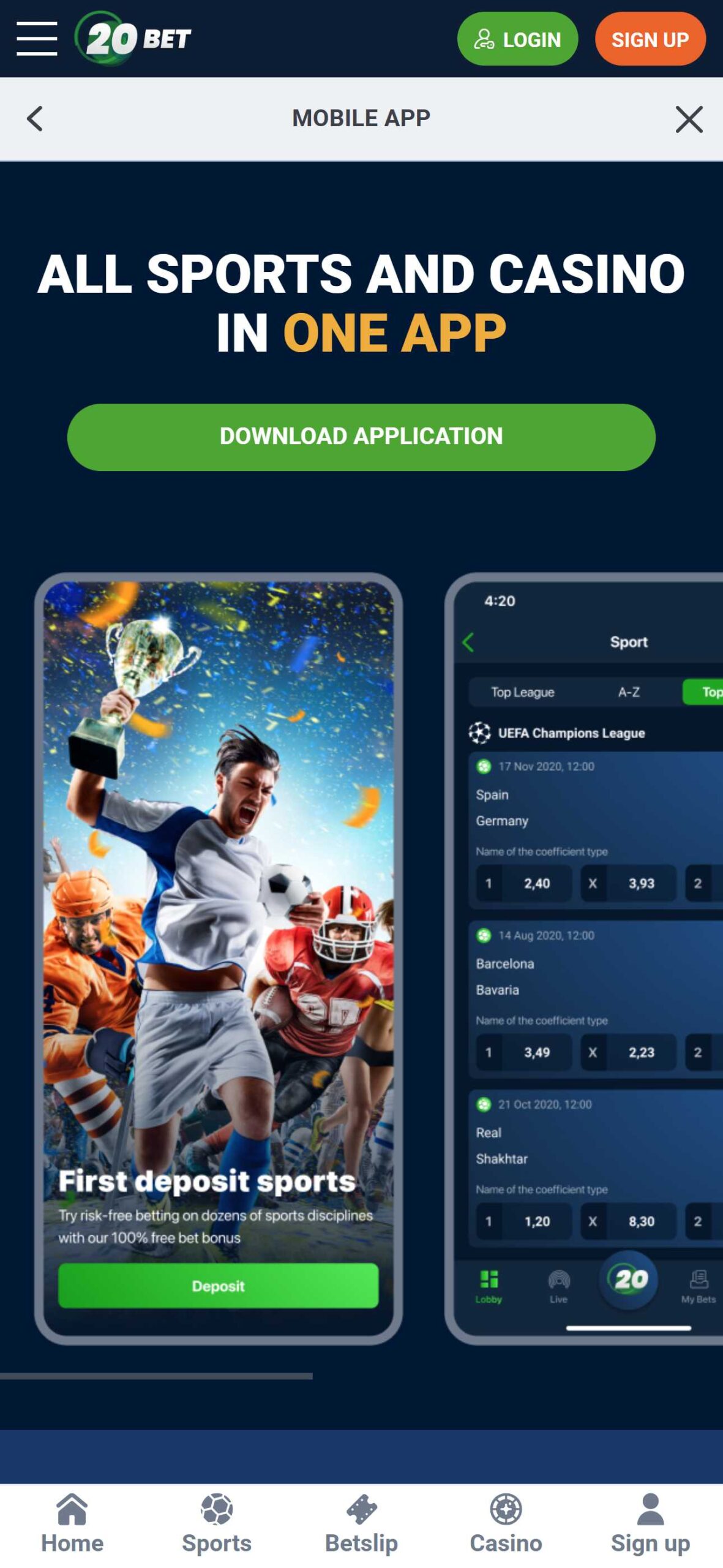 20Bet Mobile App (mobile), allbets.tv