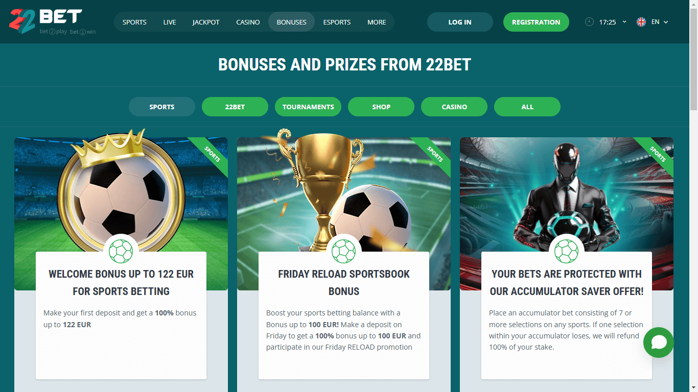 22Bet bonus