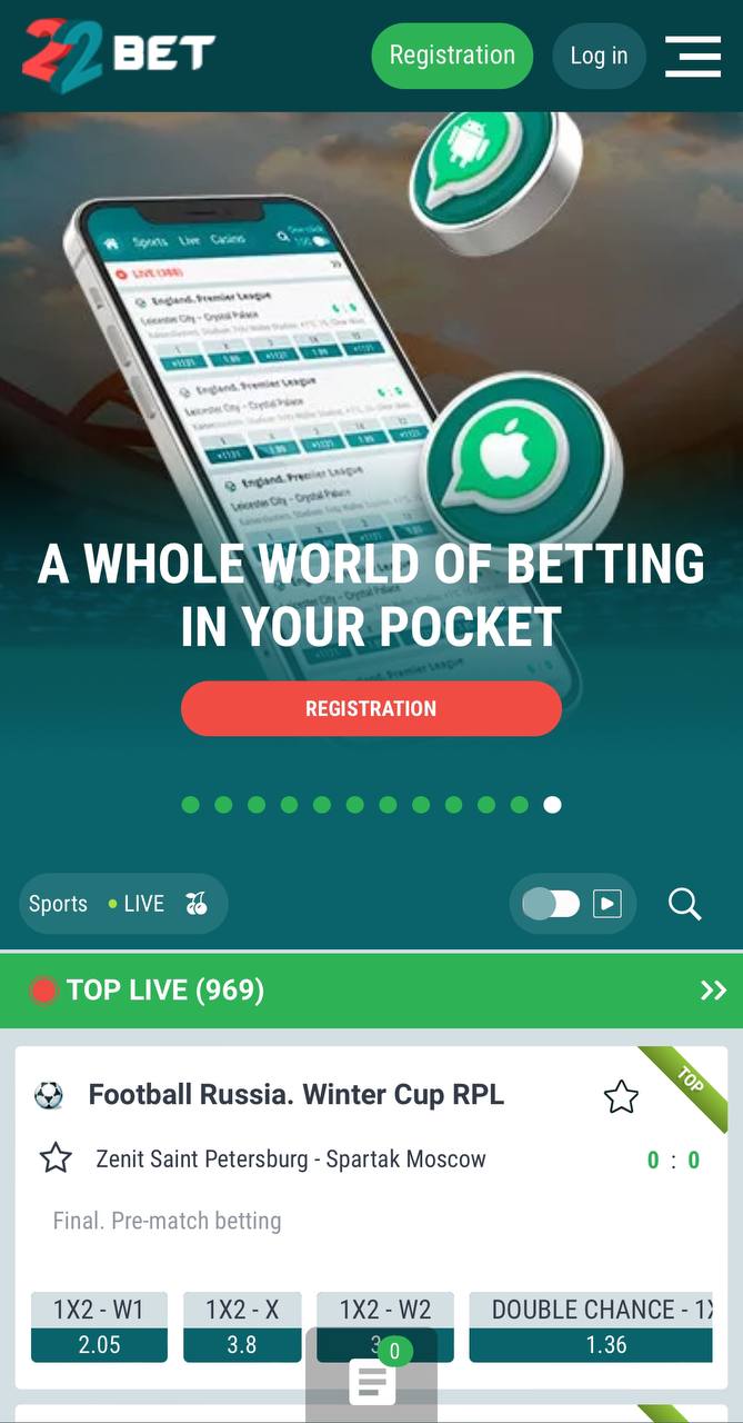 22bet Bookmaker Mobile