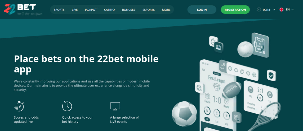 22Bet mobile app