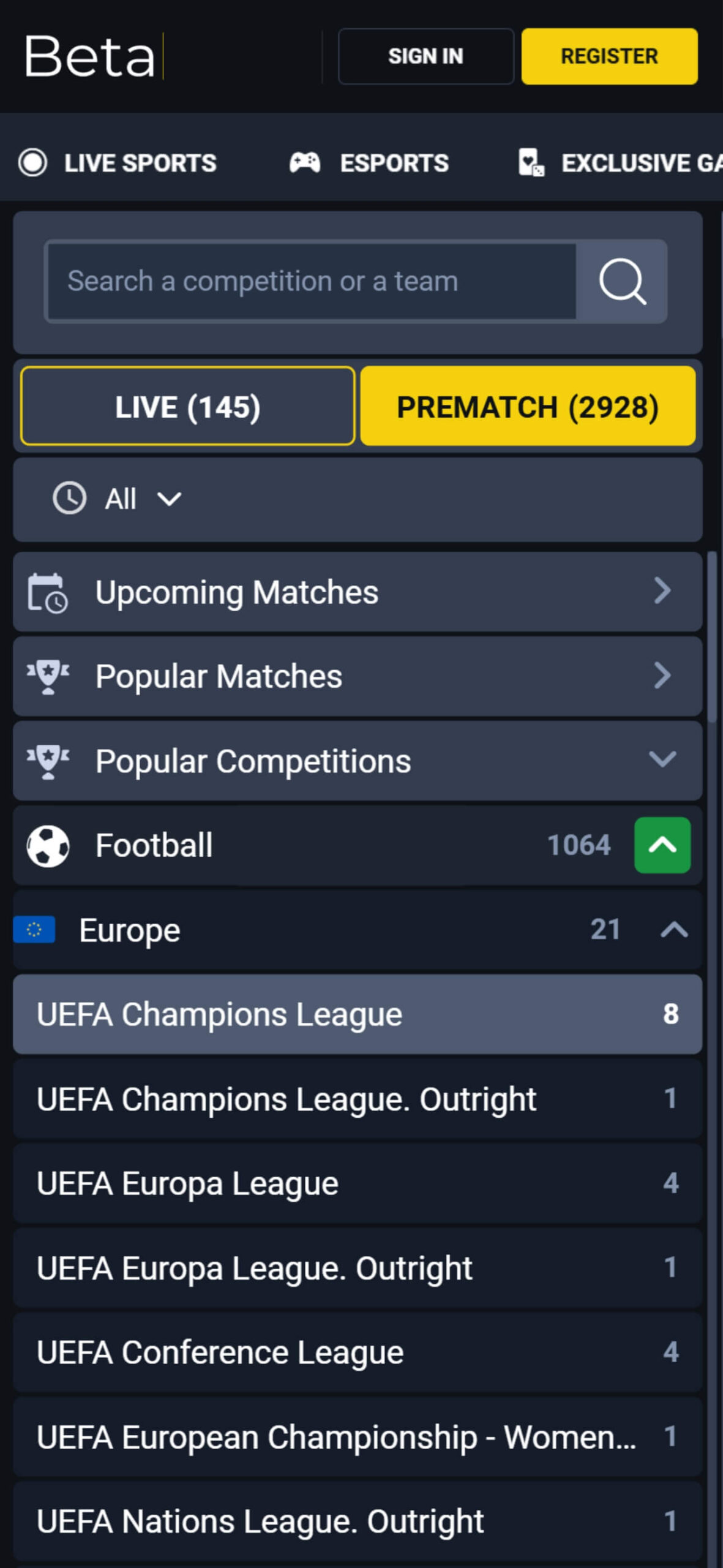 BetaBet Bookmaker Sport Bonuses (mobile), allbets.tv