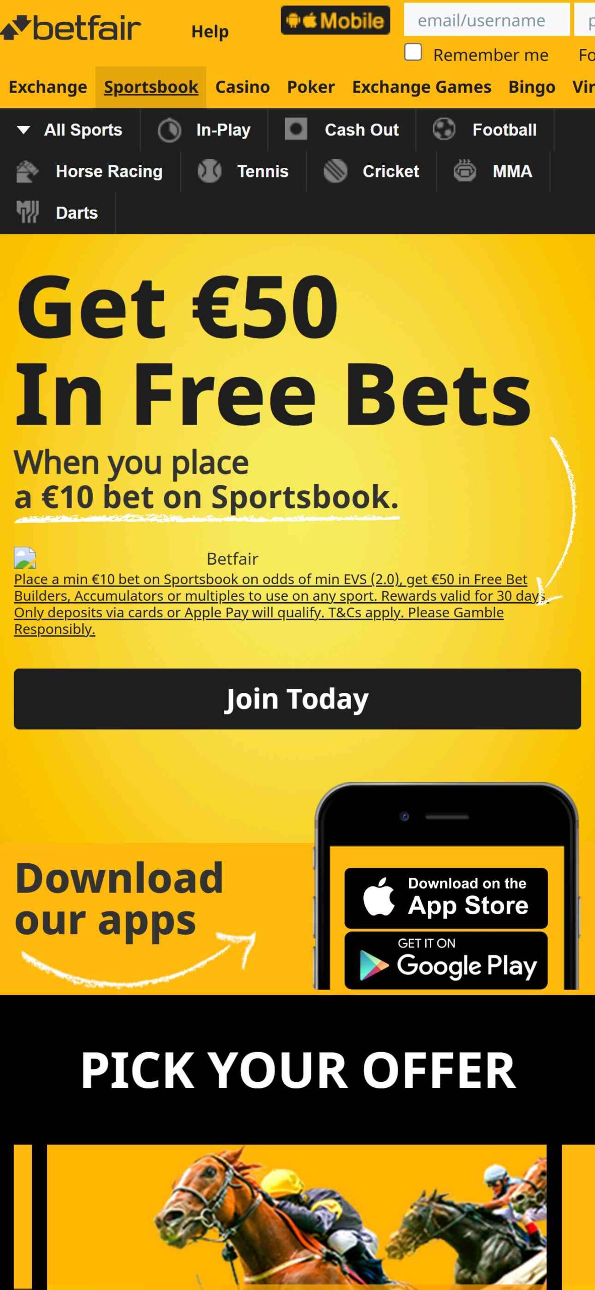 Betfair Bookmaker Sport Bonuses UK (mobile), allbets.tv