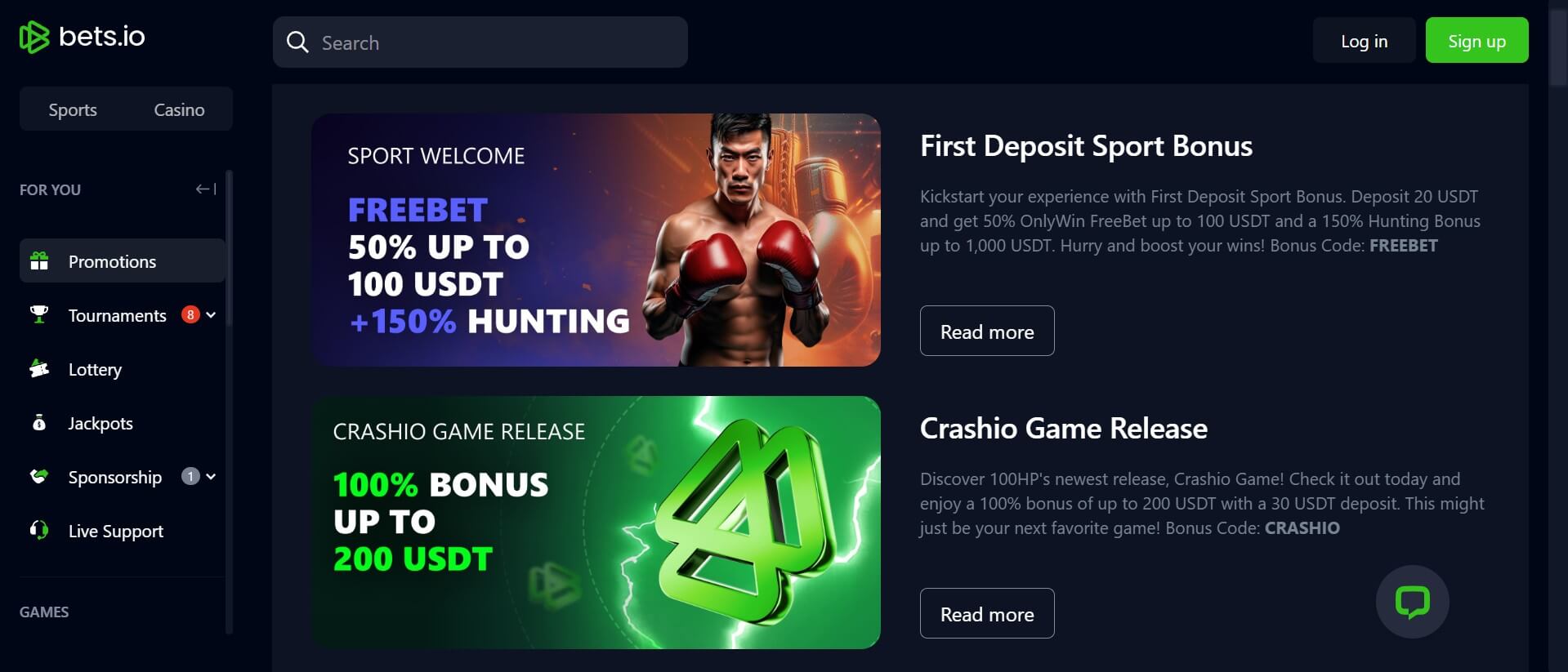 sports betting bonuses at Bets.io