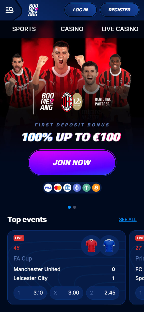 sports betting bonuses at Boomerang bet