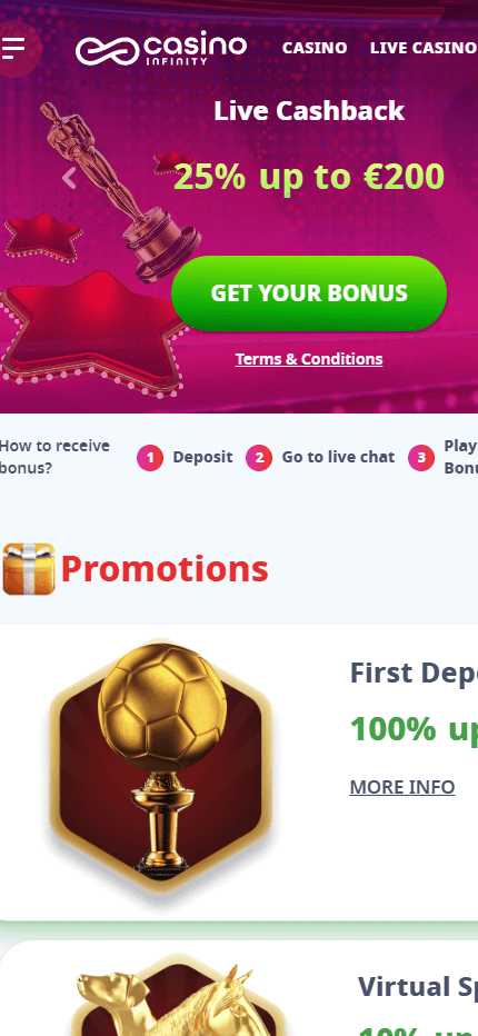 CasinoInfinity bonus mobile