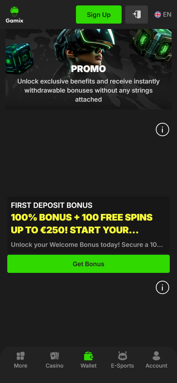 sports betting bonuses at Gamix