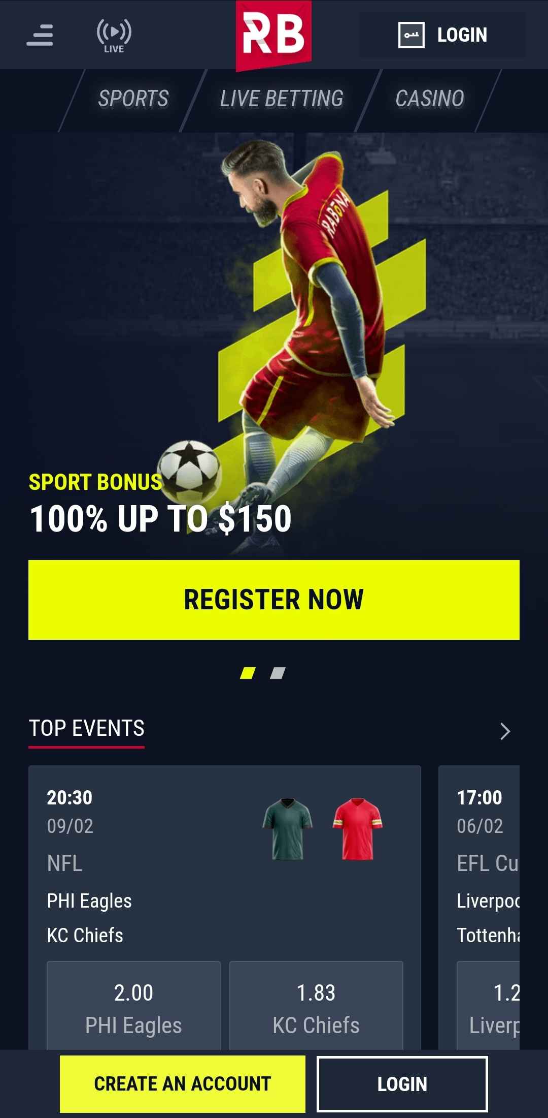 sports betting bonuses at Rabona