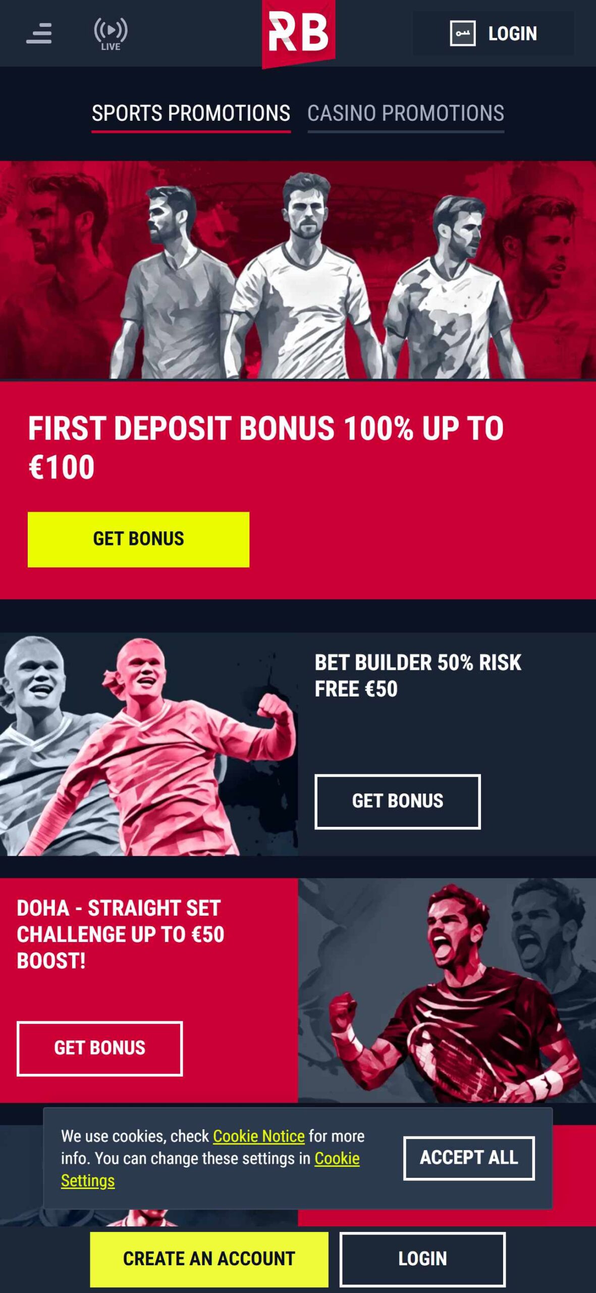 Rabona Bookmaker Sport Bonuses (mobile), allbets.tv