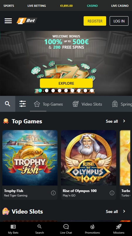 1Bet Casino in EUR Country