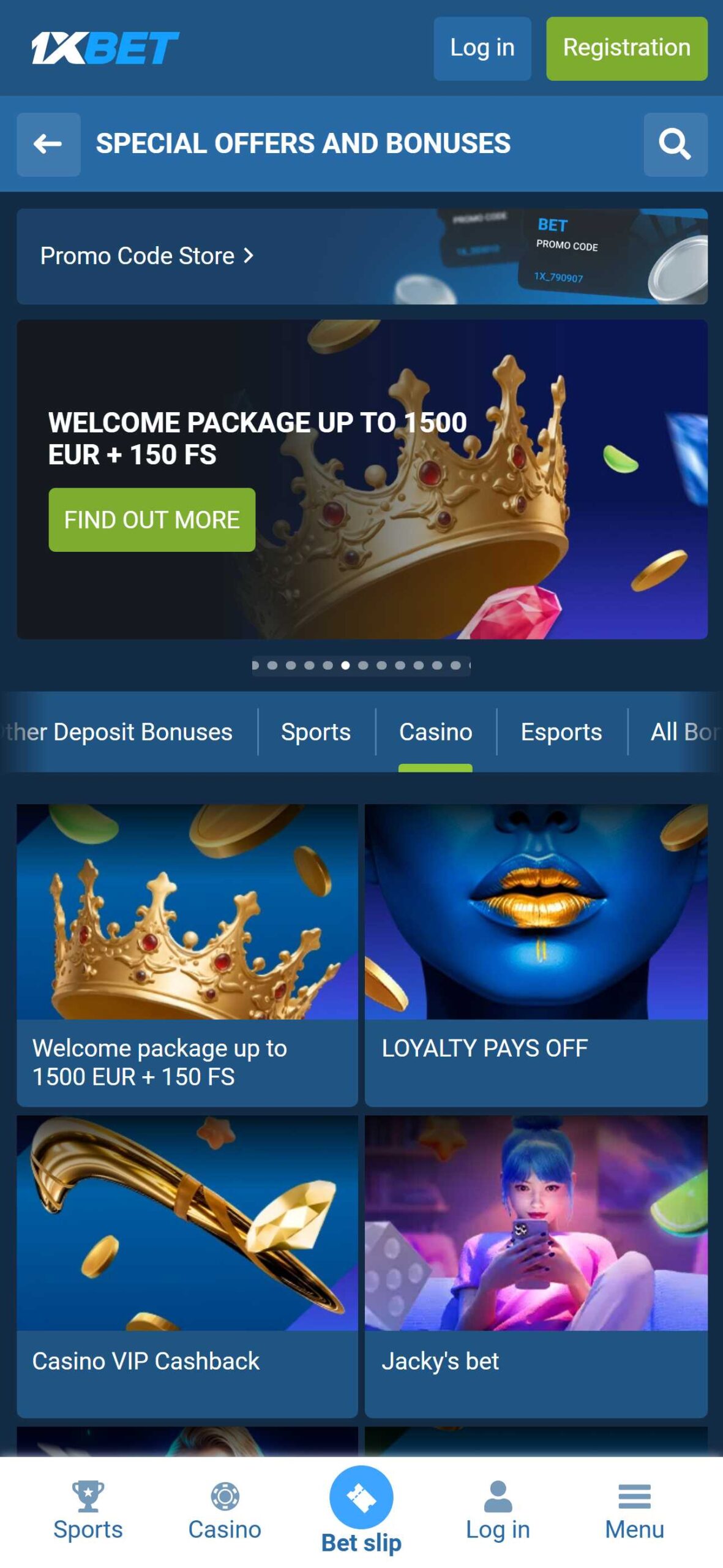 1xBet Casino Bonuses (mobile), allbets.tv