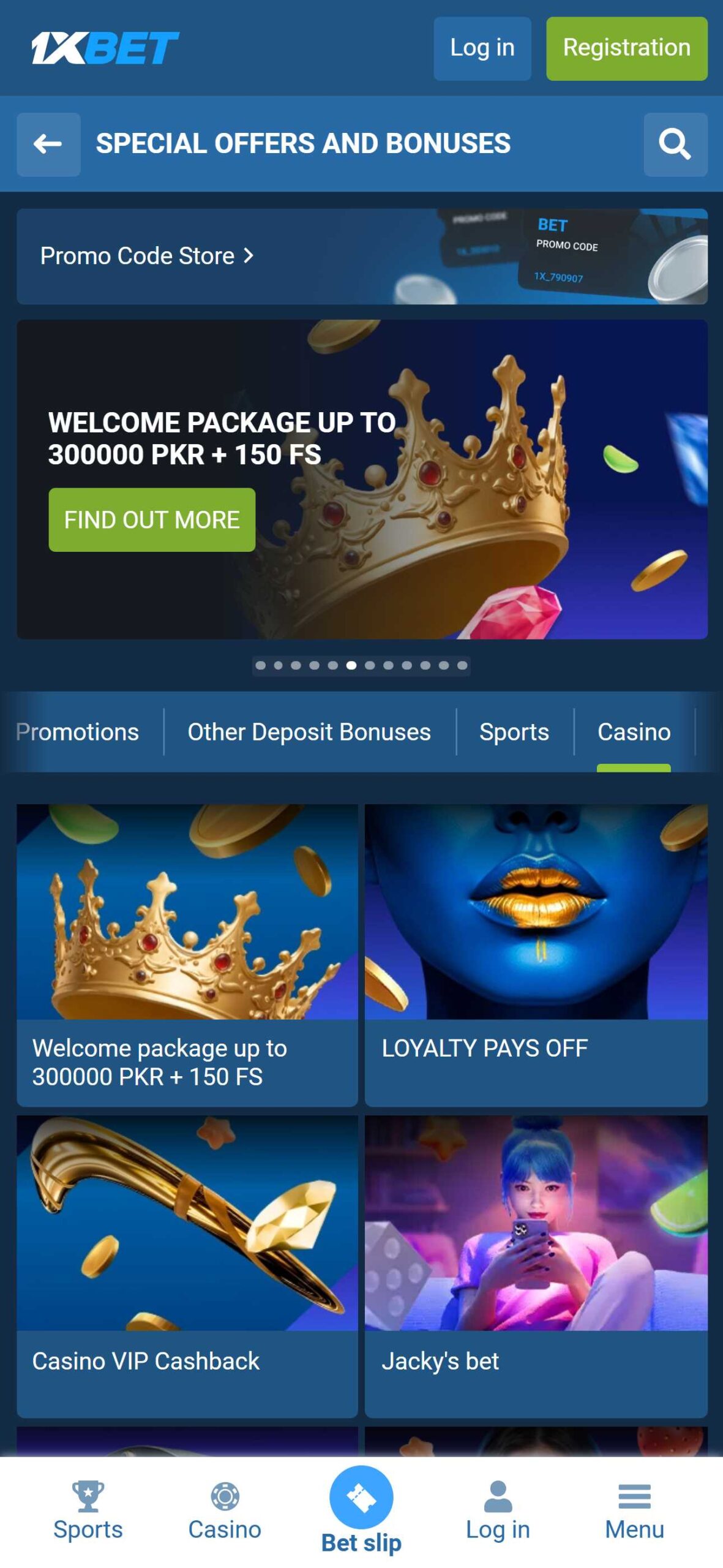 1xBet Casino Bonuses Pakistan (mobile), allbets.tv