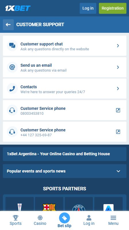 1xbet customer support