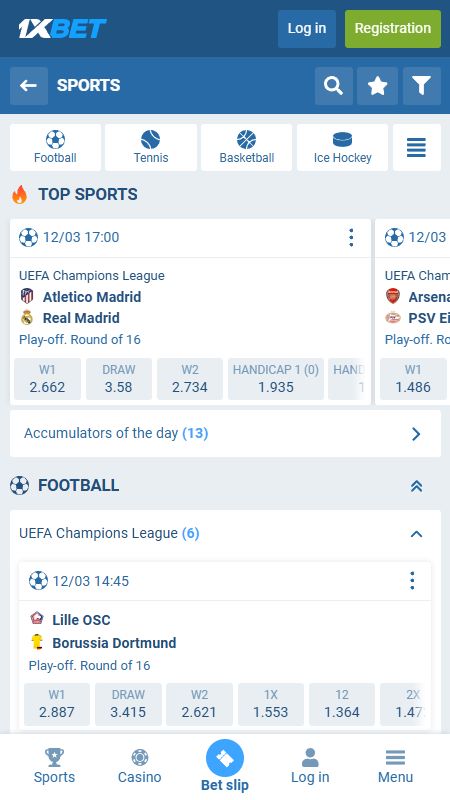 1xbet sports