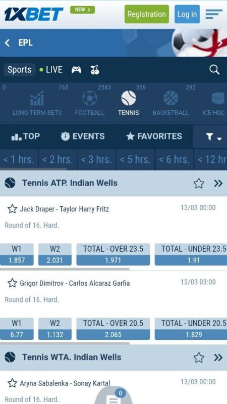 1xbet Tennis betting sites